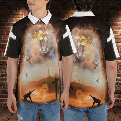 Petthouse | Lion Of Judah Jesus Christ Polo Shirt Christian Heaven Sport Shirts Religious Gift God Lovers Gift