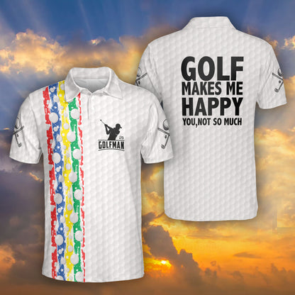 Petthouse | Golf Man Polo Shirt Golf Makes Me Happy Polo Shirt Colorful Golf Player Gift