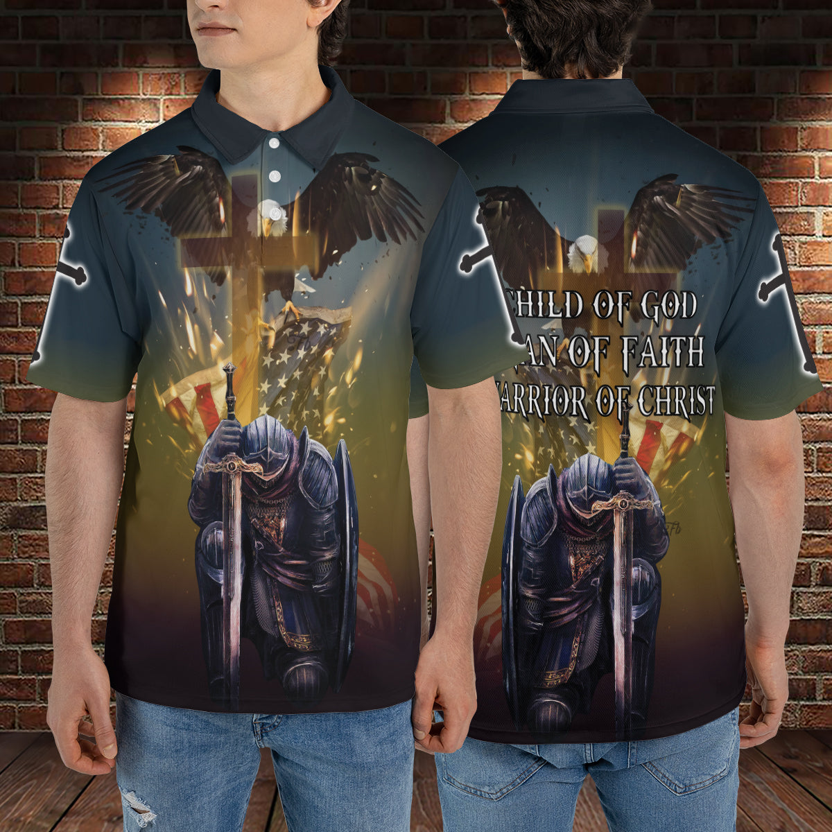 Petthouse | Christian Knight Templar Warrior Polo Shirt Jesus Christ America Pride Sport Shirt Gift For Patriot