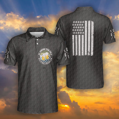 Petthouse | Golf Pattern Polo Shirt Golf Ball Usa Flag Polo My Drinking Team Has Golfing Problem