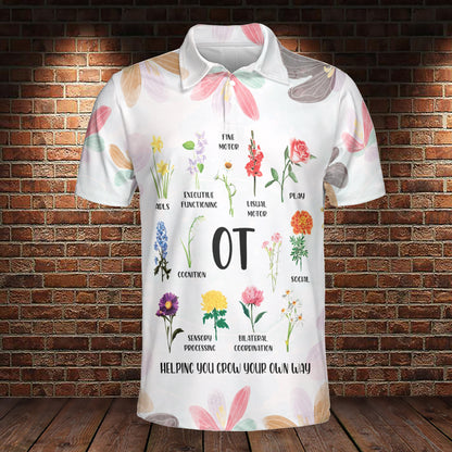 Petthouse | Occupational Therapy Flowers Floral Polo Shirt Occupational Therapist Sport Shirt Friends Gift