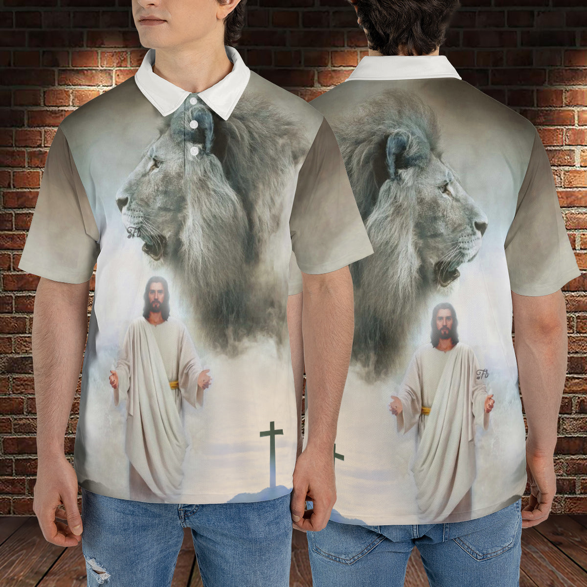 Petthouse | Jesus Christian Lion Of Judah Polo Shirt The Holy Cross Sport Shirt Jesus Lover Gift Religious Gift