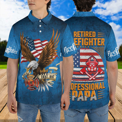 Petthouse | Retired Firefighter Professional Papa Polo Shirt Fireman Dad Sport Shirt Father's Day Gift