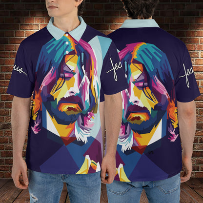 Petthouse | Jesus Christian Painting Polo Shirt Jesus God Mens Polo Shirts Short Sleeve Religious Gift Idea