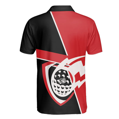 Petthouse | Golf Ball Flying Polo Shirt Golf Black And Red Unisex Polo Golfer Gift