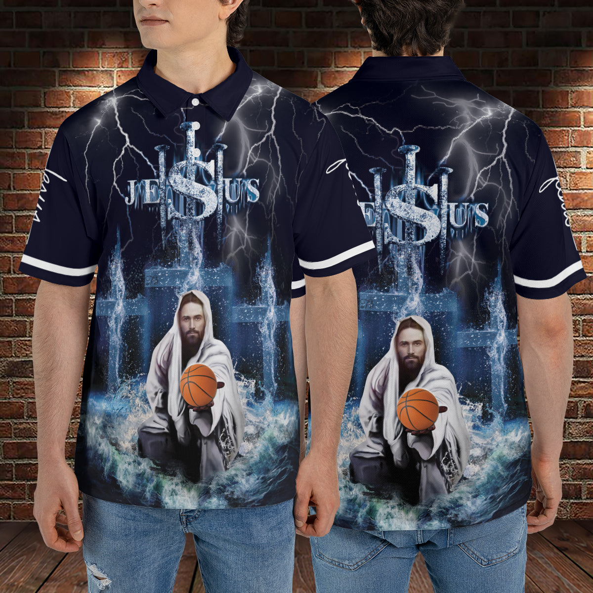 Petthouse | Jesus Basketball Player Polo Shirt God Christian Sport Shirt Athletes Gift Religious Gift Idea