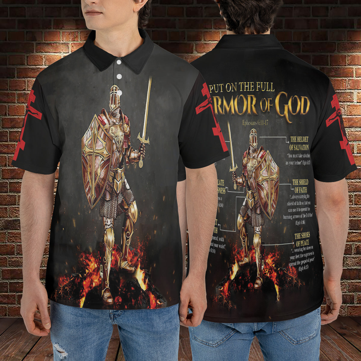 Petthouse | Amor Of God Polo Shirt Knight Templar Warrior Sport Shirt Christian Mens Polo Religious Gifts