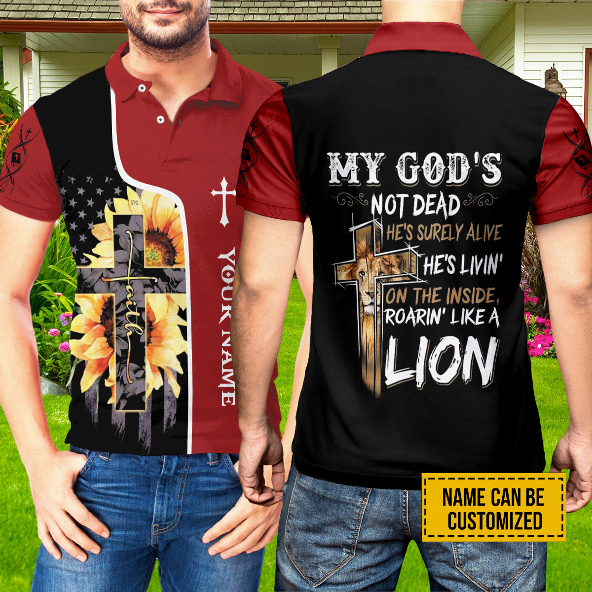 Petthouse | Customized Polo Shirt Jesus Faith Polo Shirt My God's Not Dead Polo Shirt Christian Gift