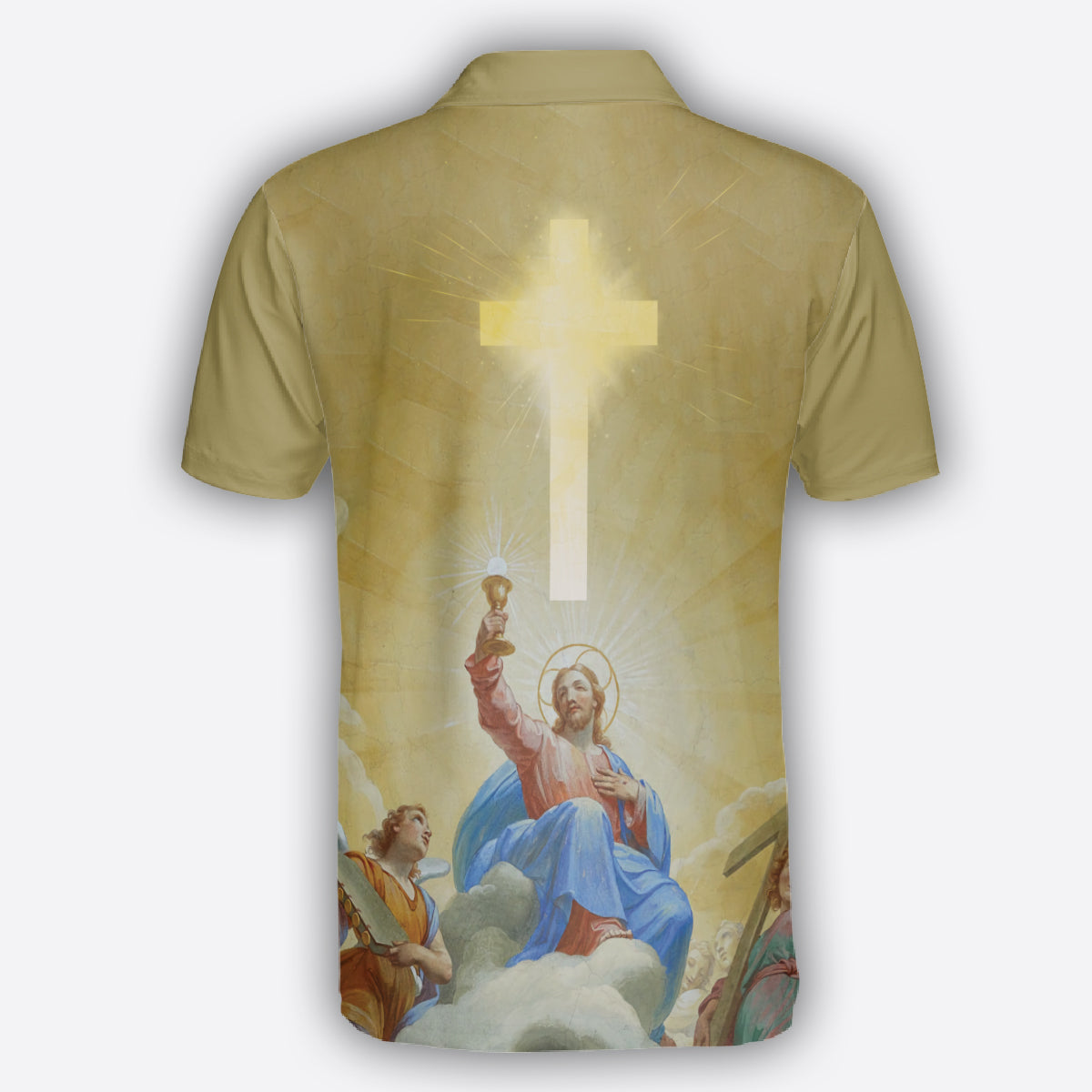 Petthouse | Jesus And Light Polo Shirt, Jesus Golden Cross Polo, Jesus Is My Savior, Christian Gift