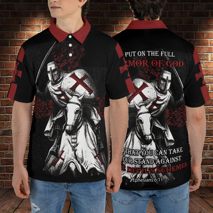 Petthouse | Christian Knight Templar Warrior Polo Shirt Armor Of God The Devil's Schemes Sport Shirt Dad Gift