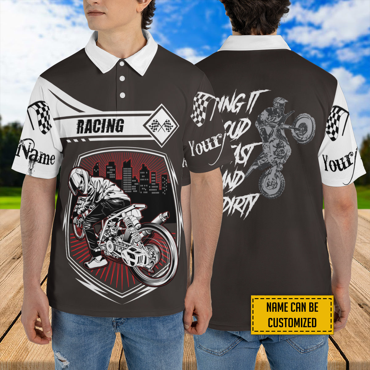 Petthouse | Customized Name Racing Doing It Loud Fast And Dirty Polo Shirt Motor Biker Sport Shirt Dad Gift