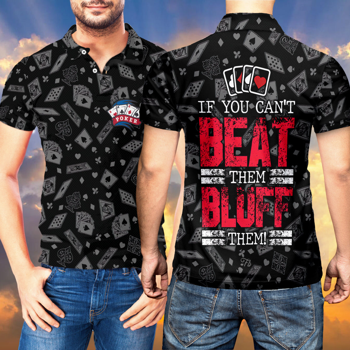 Petthouse | Card Poker Polo Shirt If You Can't Beat Them Bluff Them Card Poker Theme Party Outfit