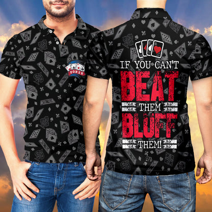 Petthouse | Card Poker Polo Shirt If You Can't Beat Them Bluff Them Card Poker Theme Party Outfit