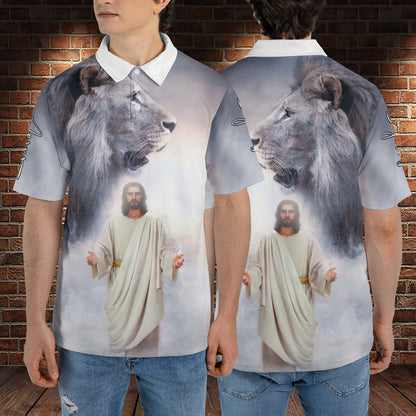 Petthouse | Jesus Lion Of Judah Portrait Art Polo Shirts Christian Apparel Faith Believer Gift