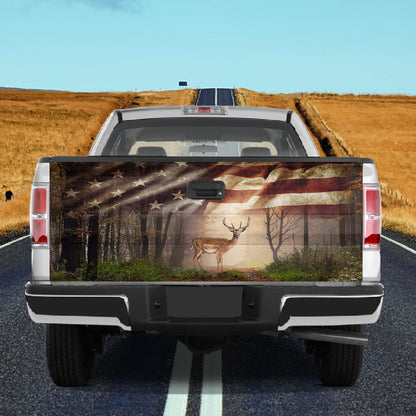 Petthouse | Deer Hunting Tailgate Wrap, Grunge Usa Flag Tailgate Wrap, Deer Hunting For Life