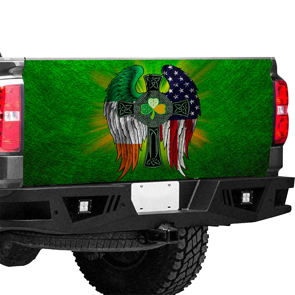 Petthouse | Irish Cross Tailgate Wrap Ireland America Wings Tailgate Wrap Christian Best Gift