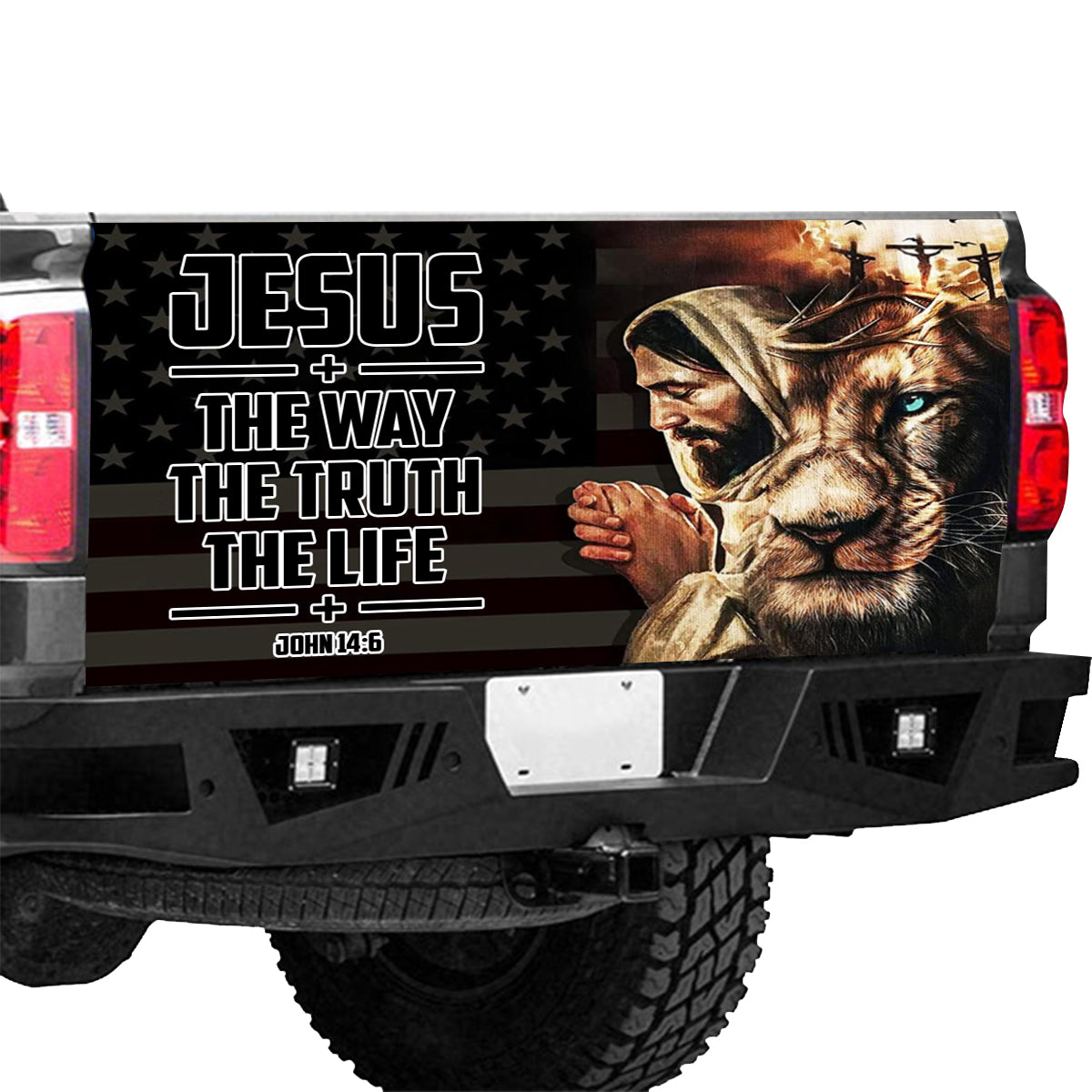 Petthouse | Jesus Lion Of Judah Truck Tailgate Wrap Jesus Blessed American Tailgate Wrap Christian Car Decor