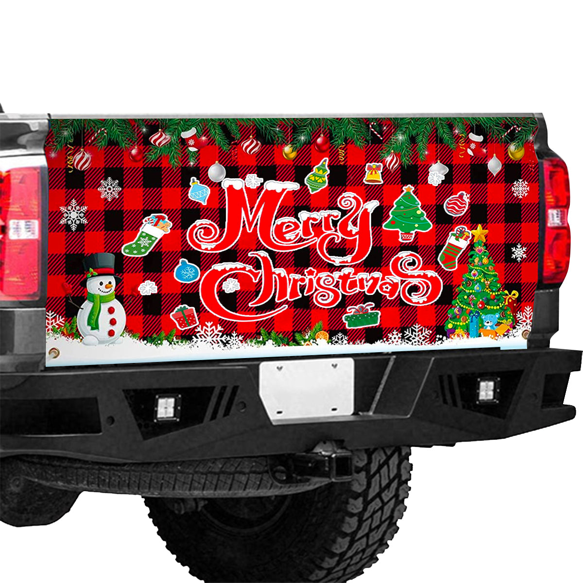 Petthouse | Christmas Plaid Tailgate Wrap, Merry Christmas Tailgate Wrap, Christmas Car Decor