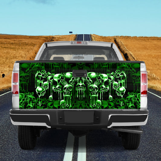 Petthouse | Green Skull Tailgate Wrap Halloween Skull Halloween Car Decor