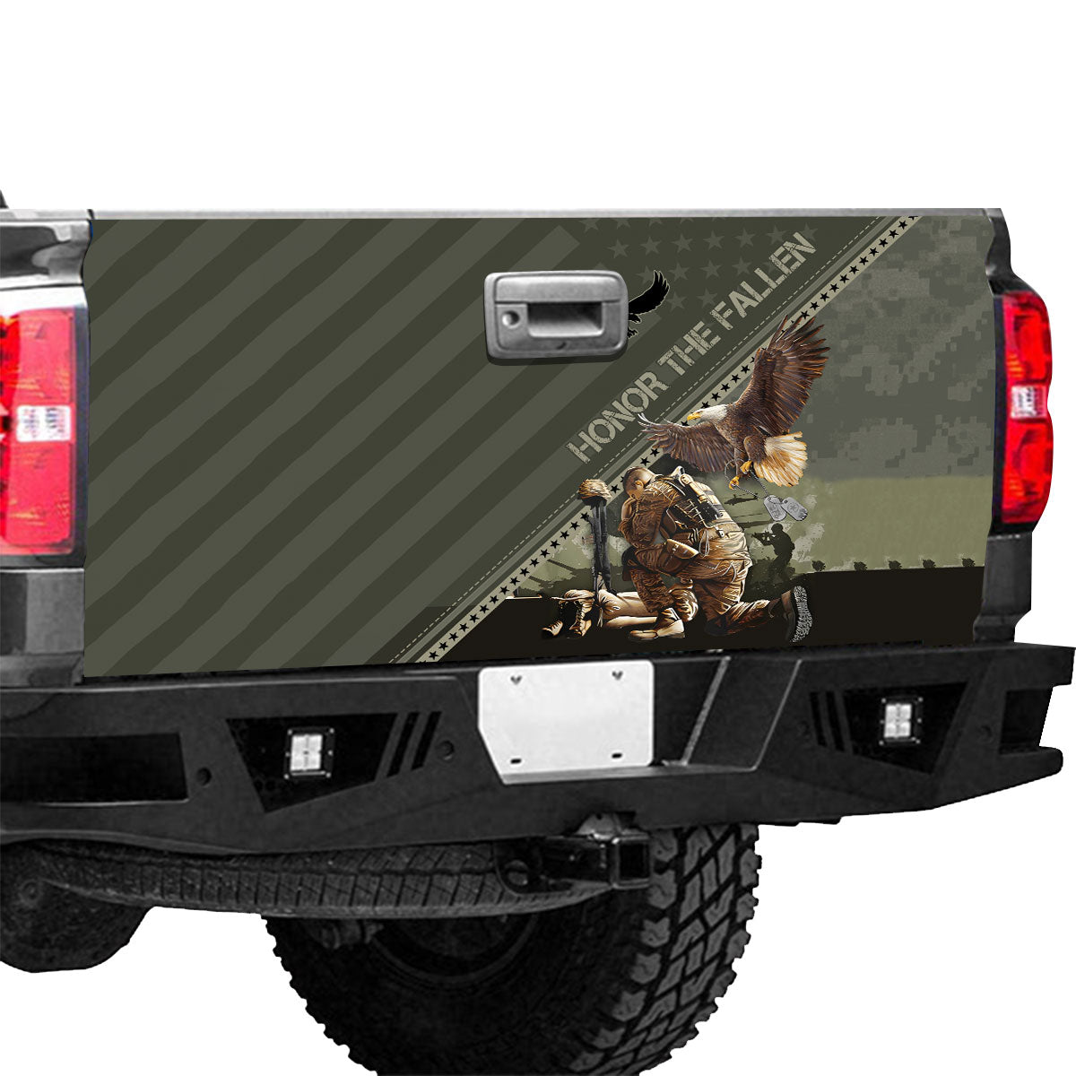 Petthouse | American Veteran Honor The Fallen Tailgate Wrap Decal Army Camo Sticker Memorial Day Gift