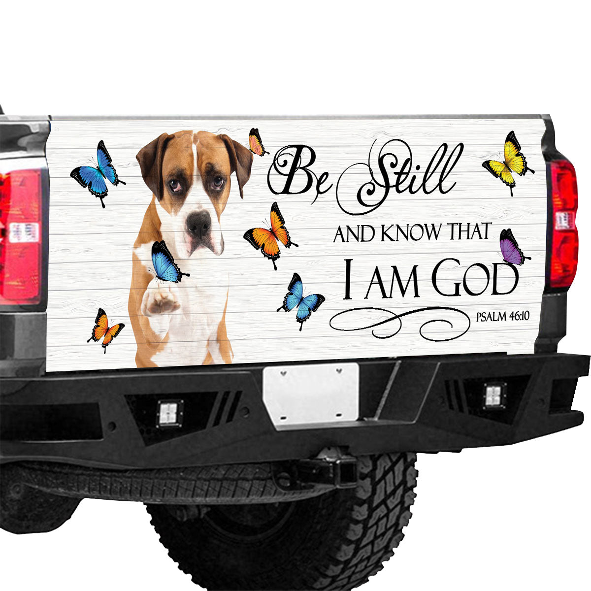 Petthouse | Boxer Tailgate Vinyl Graphic Wrap Farmhouse Style Truck Tailgate Decal Wraps God Motivation