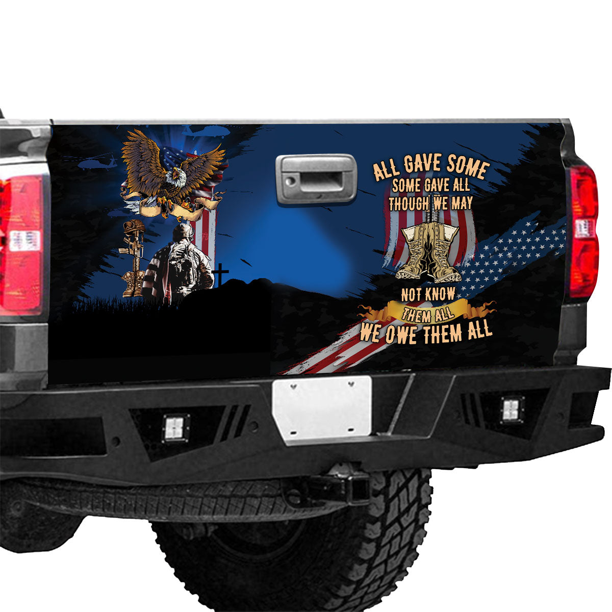 Petthouse | American Veteran All Gave Some Tailgate Wrap Decal Veteran's Day Decor Dad Gift Grandpa Gift