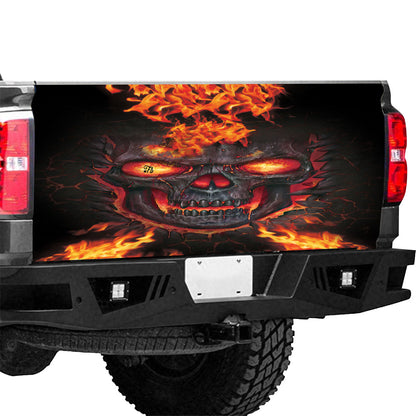 Petthouse | Skull Flaming Tailgate Wrap Skull Burning Tailgate Wrap Lava Skull Wrap Car Decoration