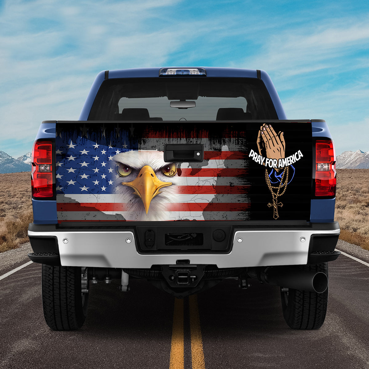 Petthouse | Eagle Tailgate Wrap, Eagle Usa Flag Tailgate Wrap, Pray For America Tailgate, 4th Of July