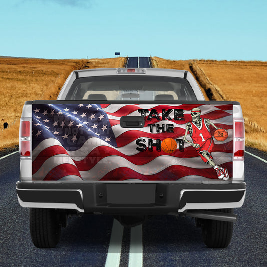 Petthouse | Skull Basketball American Flag Tailgate Wrap Skeleton Take The Shot Basketball Player