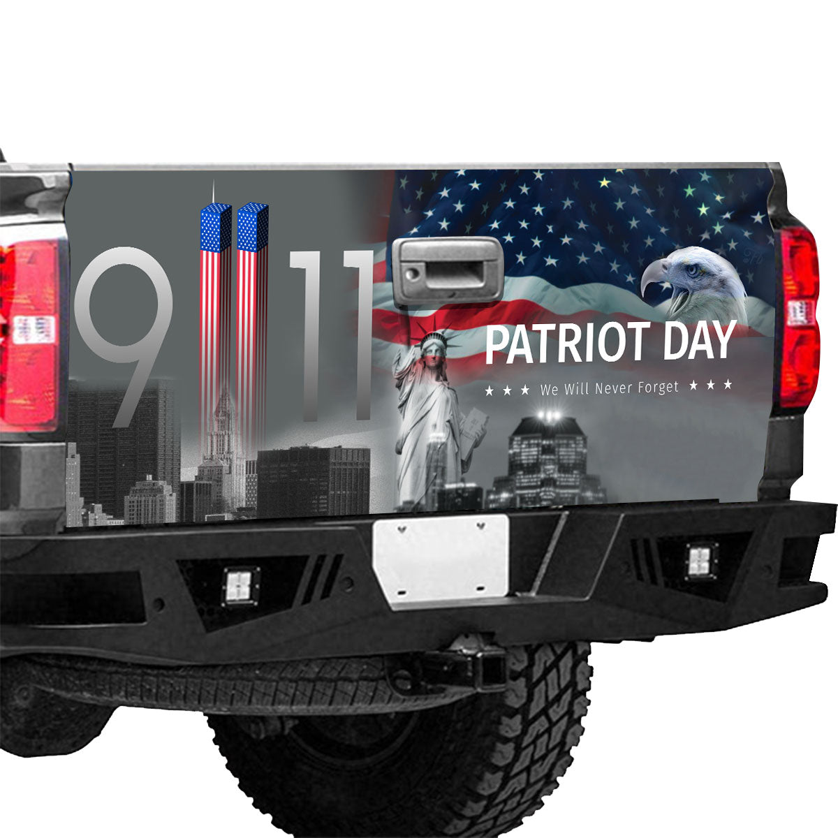 Petthouse | Patriot Day Tailgate Wrap We Will Never Forget Truck Decals American Statue Of Liberty Decor