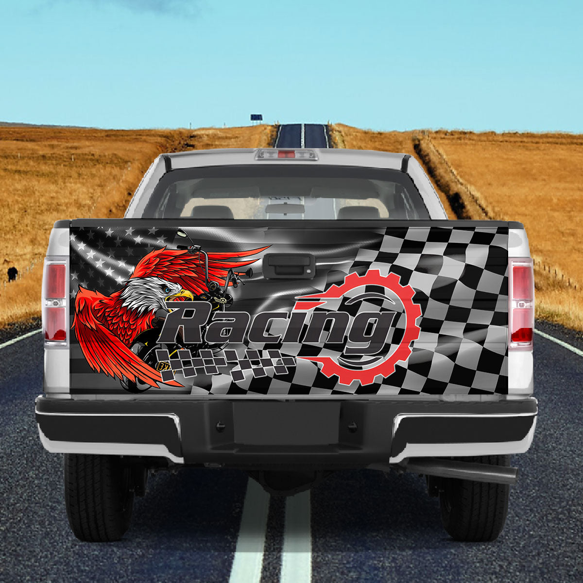 Petthouse | Racing Tailgate Wrap America Wrap Eagle Motorcycle Racing Wrap Racing Flag Tailgate Wrap