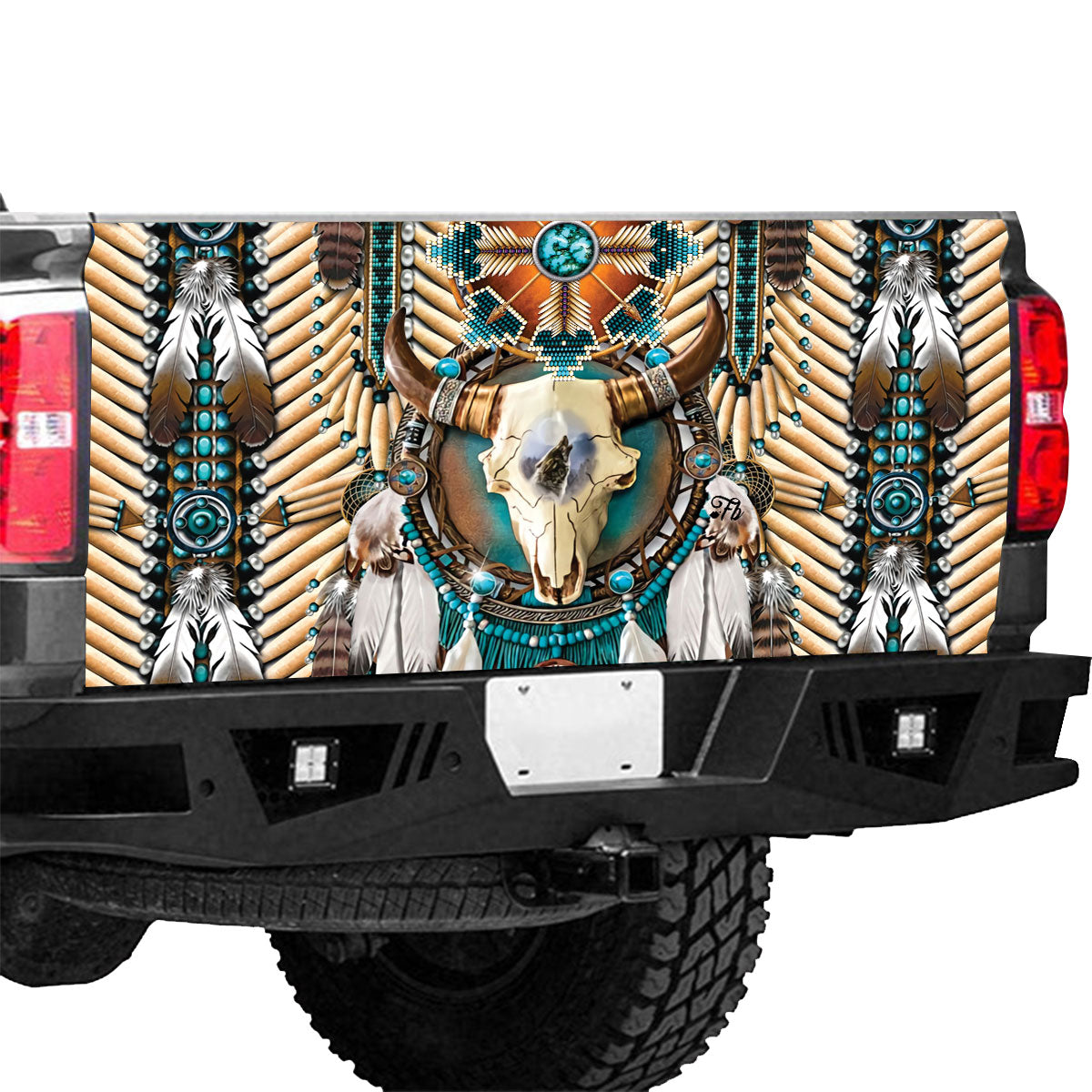 Petthouse | Native American Breastplate Buffalo Skull Tailgate Wrap Decal Native Indigenous Pride