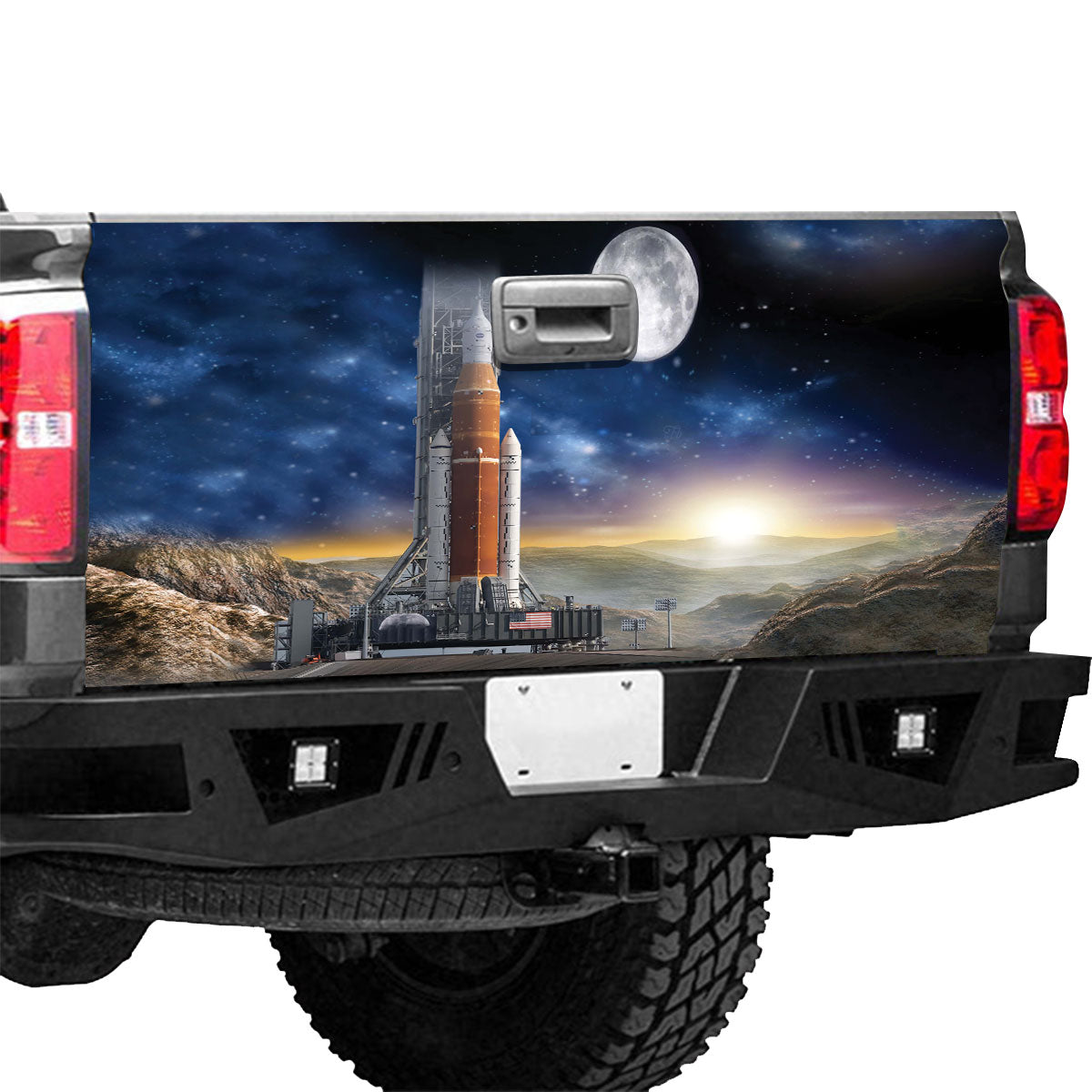 Petthouse | Rocket Moon Night Tailgate Wrap Decal Rocket Sticker Truck Decoration Father Gift Idea