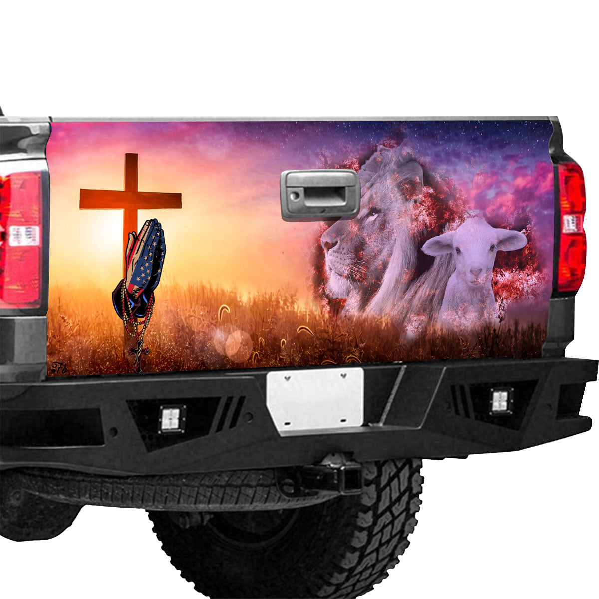 Petthouse | Lion And Lamb Tailgate Wrap, Jesus Prayer Tailgate Wrap, Christian Gift, Jesus Lovers