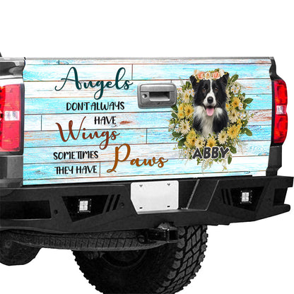 Petthouse | Customized Name Tailgate Wrap Black And White Border Collie Tailgate Mural Car Decorations