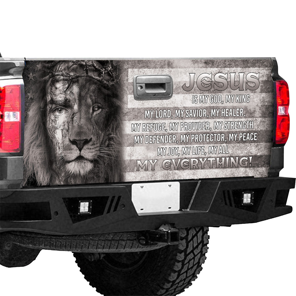 Petthouse | Jesus Is My God My King My Everything Tailgate Wrap Decal Lion Christian Sticker Truck Decor