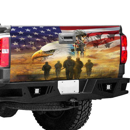 Petthouse | American Veteran Soldier Military Tailgate Wrap Vinyl Graphic Us Veteran Decal Sticker Memorial Day