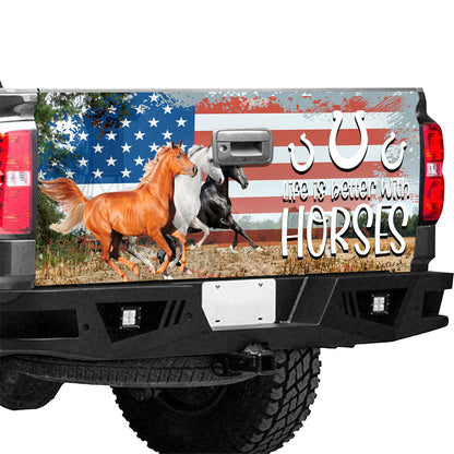 Petthouse | Life Is Better With Horse Cover Horse Tailgate Wrap Horse America Cover Car Decoration