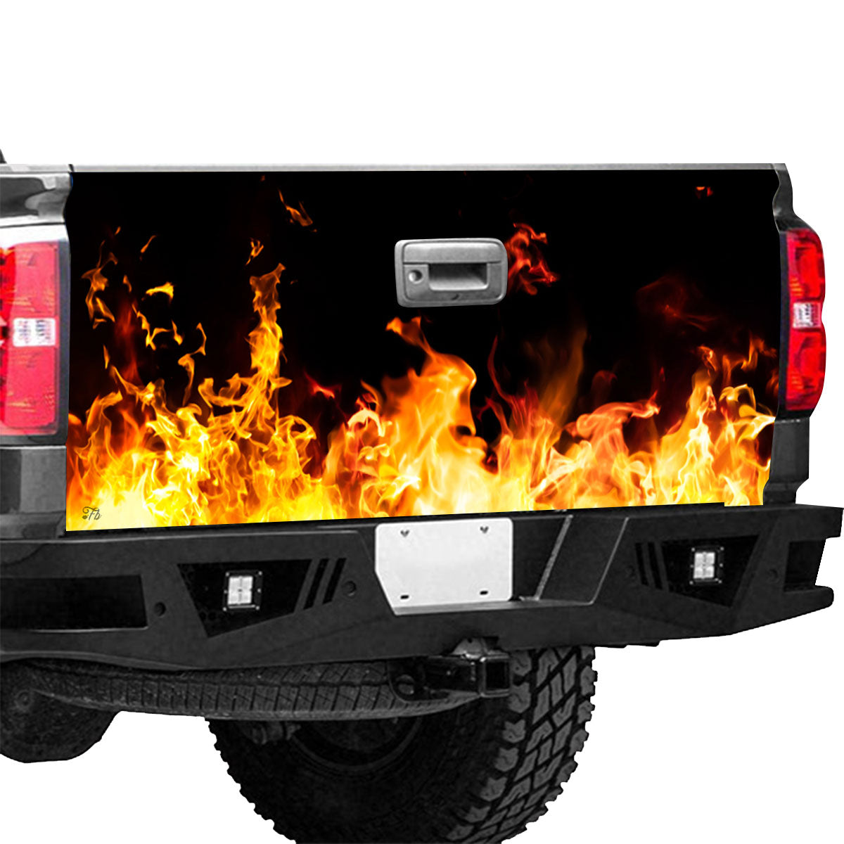 Petthouse | Flame Tailgate Wrap, Red Fire Tailgate Wrap, Car On Fire Tailgate Wrap, Flame Fire Tailgate Decal