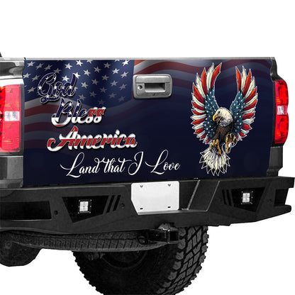 Petthouse | God Bless America Tailgate Wrap Decal Jesus Christ Happy 4th Of July Graphic Wraps Truck Decor