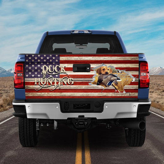 Petthouse | Duck Hunting Tailgate Wrap Labrador Duck Hunting Wrap Truck Tailgate Wrap American Flag