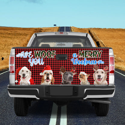 Petthouse | Cute Dog Tailgate Wrap, Christmas Dog Tailgate Wrap, We Woof You A Merry Woofmas