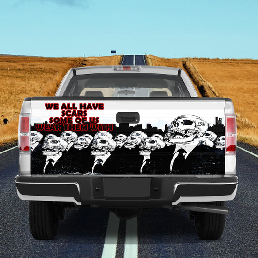 Petthouse | Skull Truck Tailgate Wrap Anynomus Skull Skeleton Human Skull Suit We All Have Scars