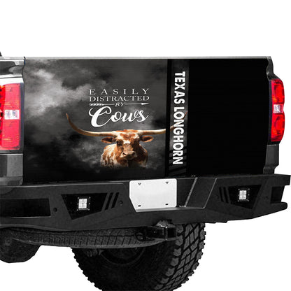 Petthouse | Easily Distracted By Cows Tailgate Wrap Texas Longhorn Tailgate Cover Car Decoration