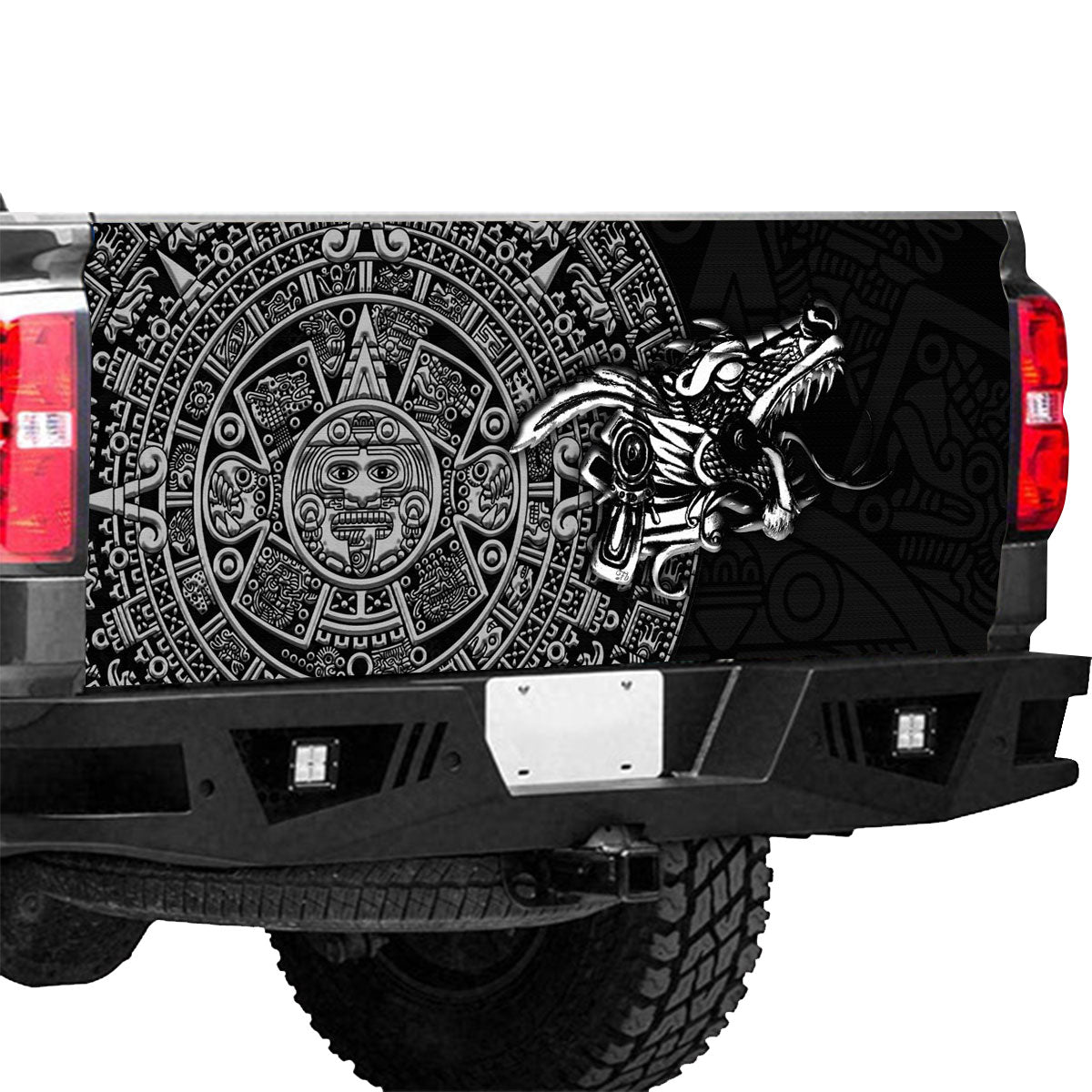 Petthouse | Aztec Pattern Tailgate Wrap Aztec Dragon Pattern Tailgate Cover Aztec Culture Wrap Car Decoration