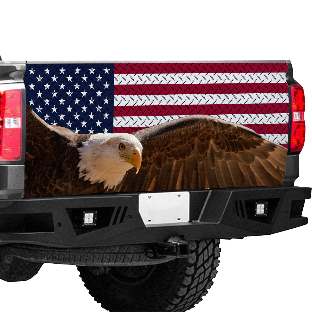 Petthouse | Eagle American Flag Steel Truck Tailgate Decal Flying Eagle Truck Decal American Patriot Gift