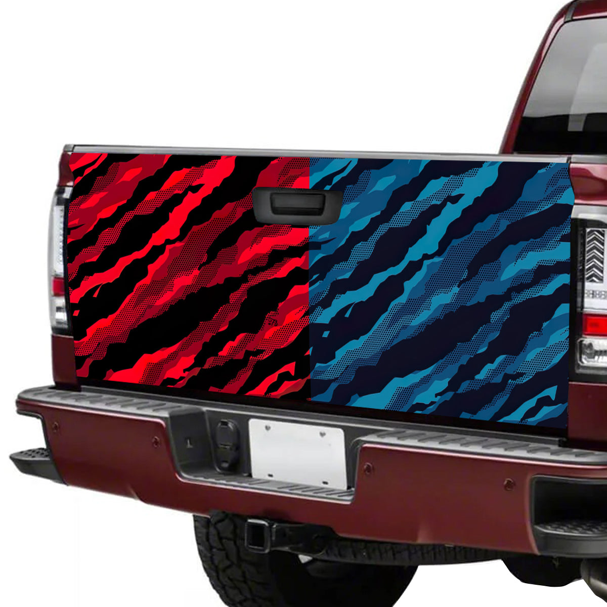 Petthouse | Halftone Camouflage Abstract Pattern Military Printed Tailgate Wrap, Christmas Truck Decor