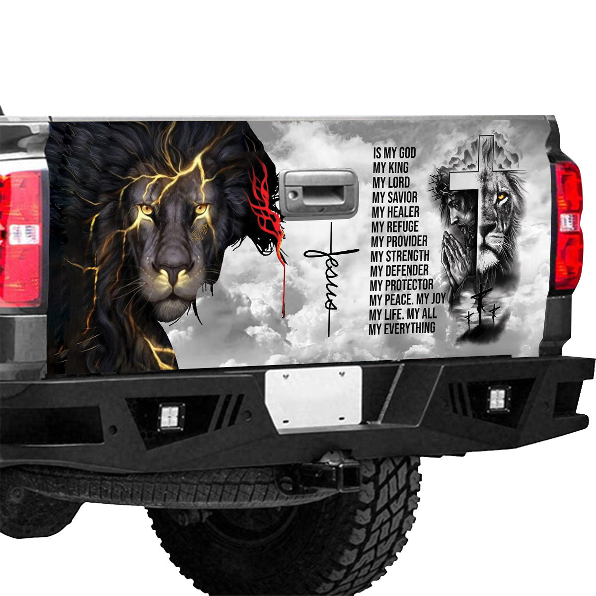 Petthouse | Jesus And Lion Tailgate Wrap Jesus Lion Of Judah Christian Gift