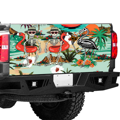 Petthouse | Mexico Style Skeleton Tailgate Wrap Summer Beach Artwork Tailgate Cover Car Decoration