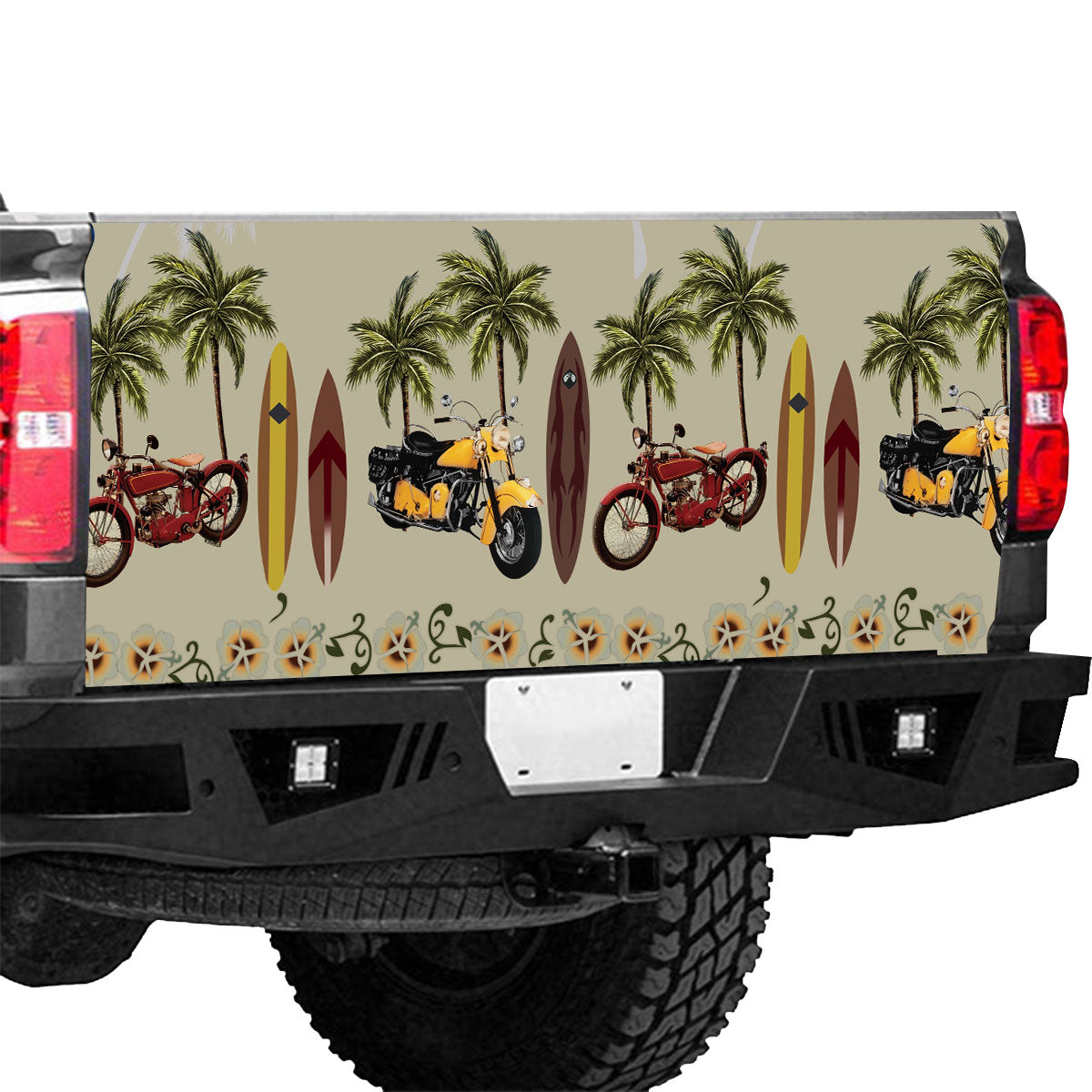 Petthouse | Motorcycle Tropical Summer Truck Tailgate Wrap Decal Biker Gift Dad Gift Husband Gift Surfing Lover